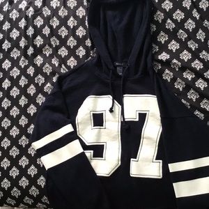 A navy blue sweatshirt